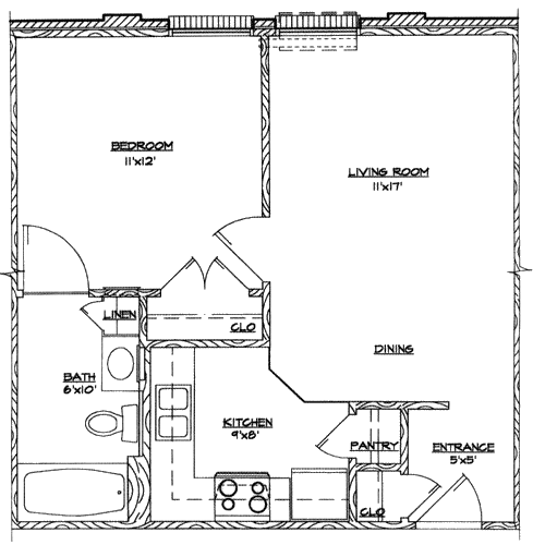 One Bedroom Floor Plan