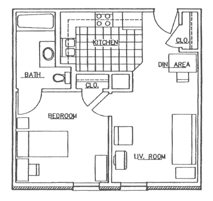 One Bedroom Floor Plan